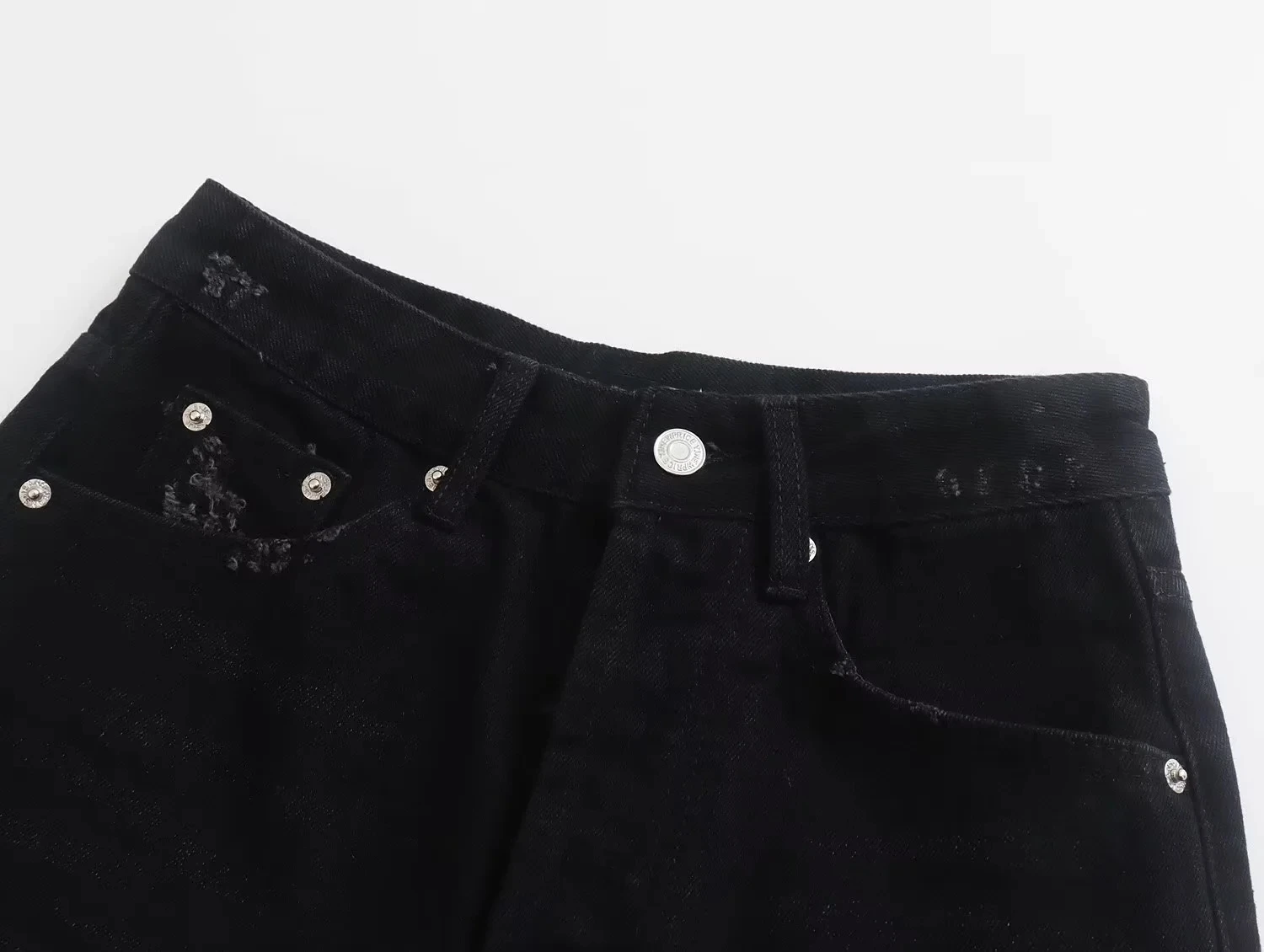 Withered 2023 Denim Bermuda High Street Fashion Solid Burrs High Waist Loose Harem Shorts Women