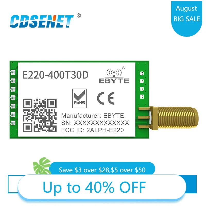 Беспроводной модуль LoRa LLCC68, 433 МГц, 30 дБм, дальность 10 км, RSSI CDSENET 470 E220-400T30D DIP UART, приемник-передатчик
