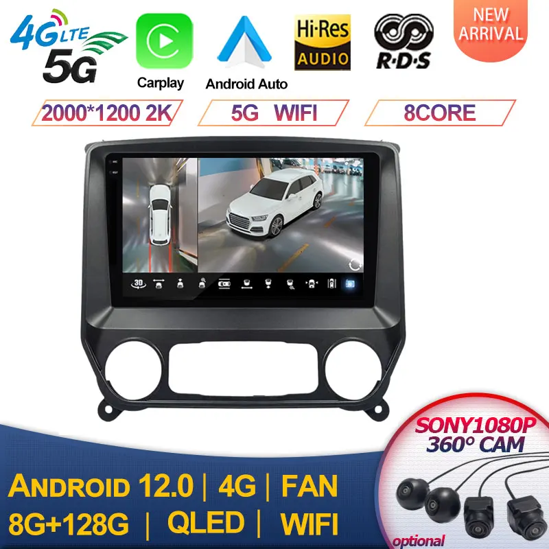 

Автомагнитола для Chevrolet Колорадо 2014-2018, для Silverado GMC Sierra VIA Vtrux Truck Android 12, GPS, автомобильное радио, мультимедийная навигация, стерео