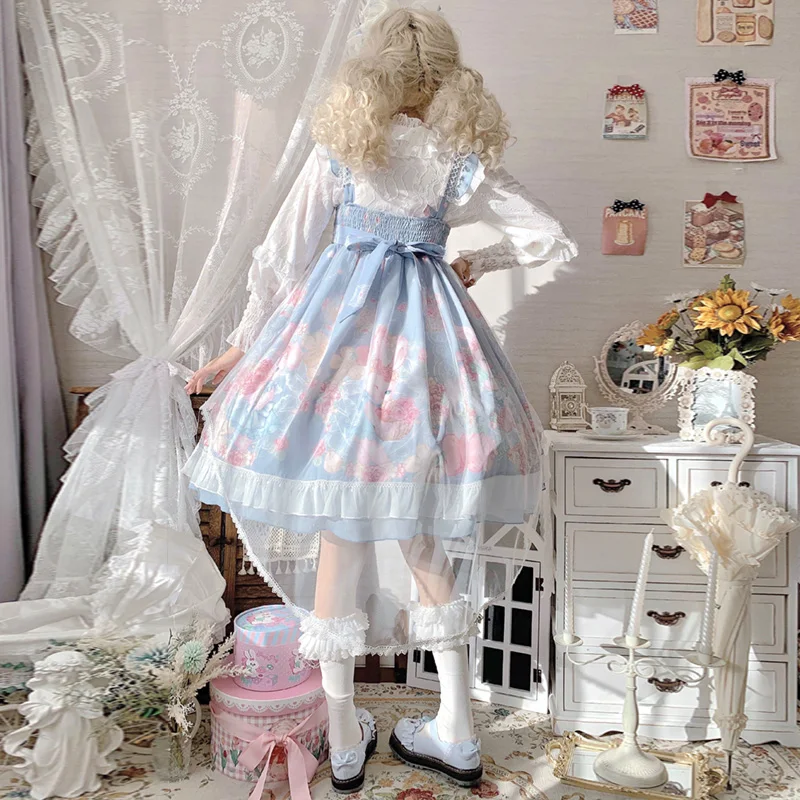 Женское платье без рукавов розовое миди на бретелях с бантом и принтом кролика