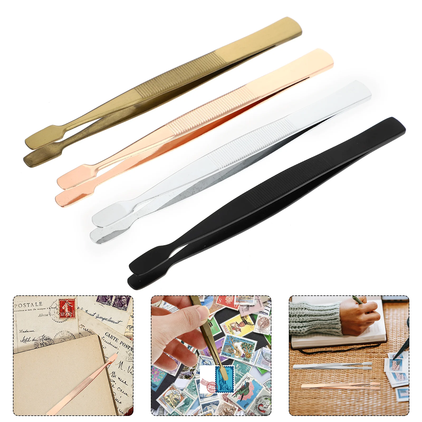 

Stampstainless Steel Metal Anti Flat Philately Static Collector Tools Tongs Tool Clip Wide Set Tip Practical Premium Collecting