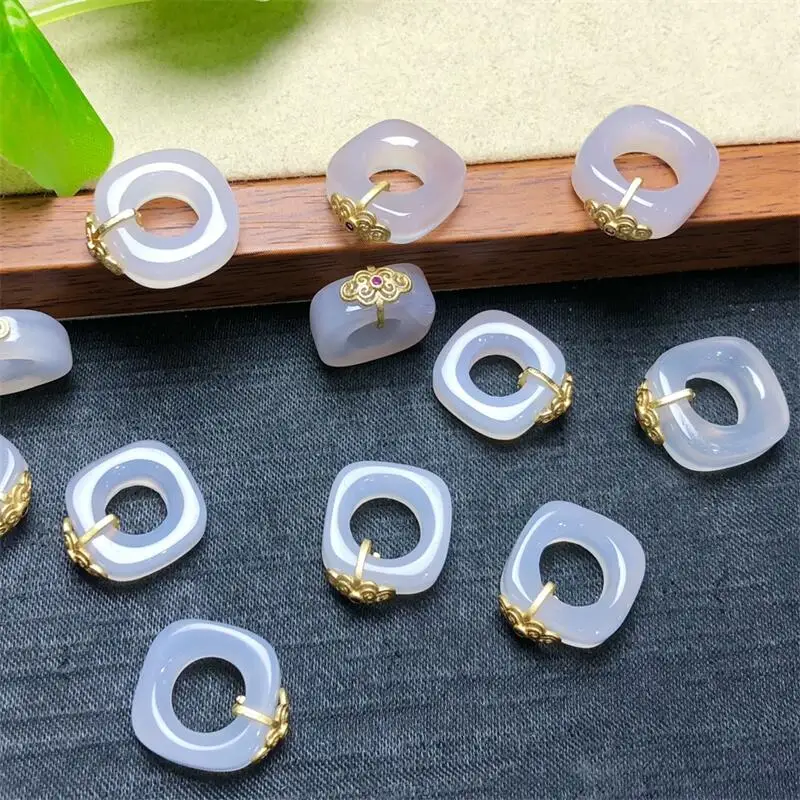 5 шт. подвеска из натурального белого агата 14 мм