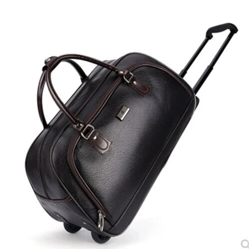 

Men PU travel trolley bags on wheels Boarding luggage bags for men Rolling Bag with wheels travel Duffel Man Wheeled Travel bags