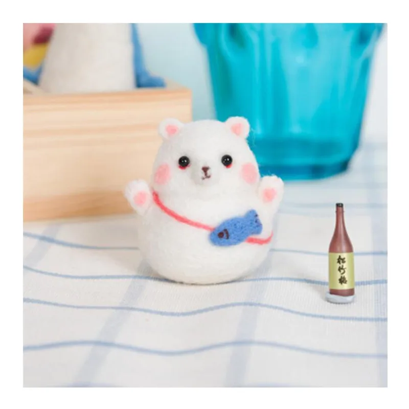 

Polar bear wool needlepoint kit wool felt needle felting decoration craft needlecraft DIY ha