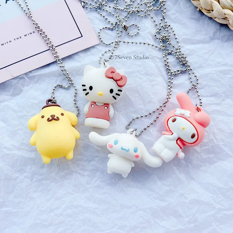 

Hello Kitty Cinnamoroll Pompom Purin My Melody Anime Cartoon Peripheral New Necklace Cute Girly Heart Doll Bungee Bead Chain
