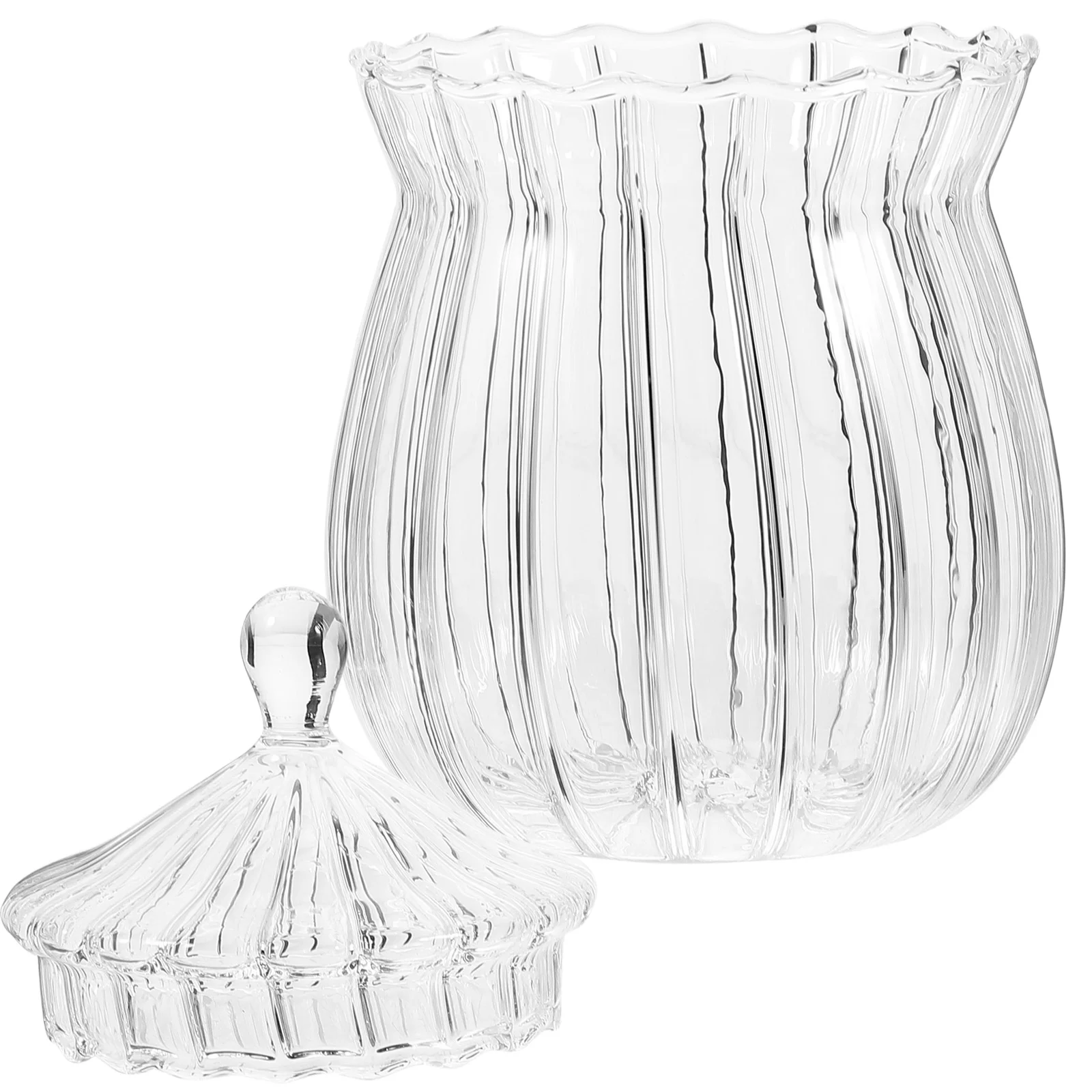 

Glass Food Containers Sugar Bowl Tea Jar 12X8X8CM Can Transparent Desktop Storage With Lid