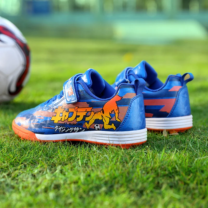 New Blue Turf Soccer Shoes For Boys Child Futsal Sneakers Hot Sale Soccer Cleats Indoor Football Shoes Kids 2022 tacos de fútbol