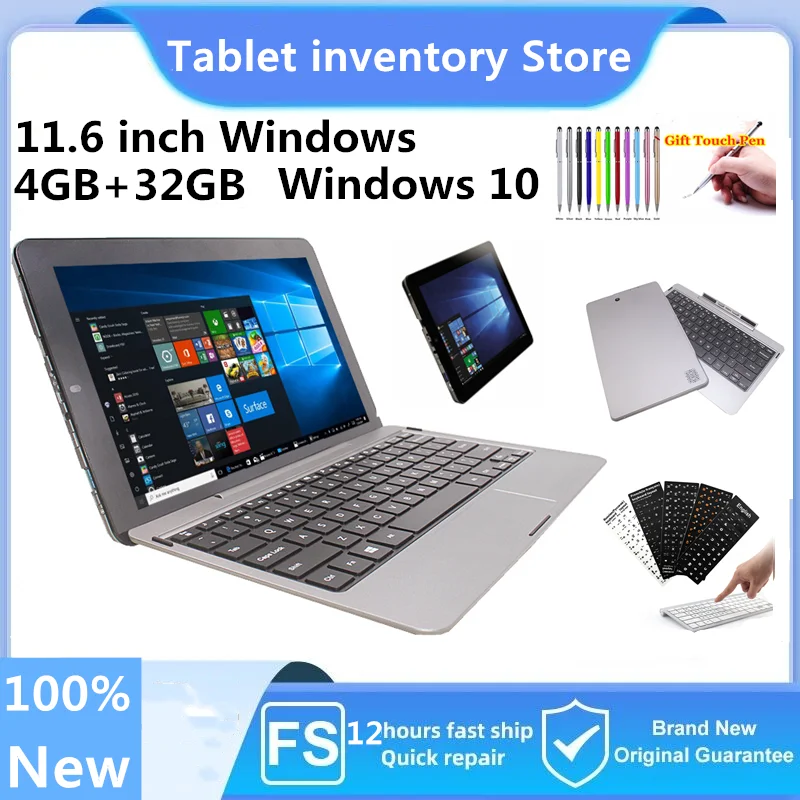 

Flash Sales 11.6'' KU 2-in-1 Mini Notebook 4GRAM+32GROM Windows 10 Home 64 Bit System Dual Camera 1366 x 768 IPS Screen 6000mAh