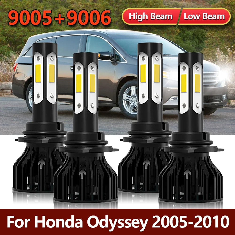 

4x9005 9006 светодиодный фары комплект комбинированные лампы дальнего и ближнего света передний автомобиль четыре стороны лампы для Honda Odyssey 2005 ...