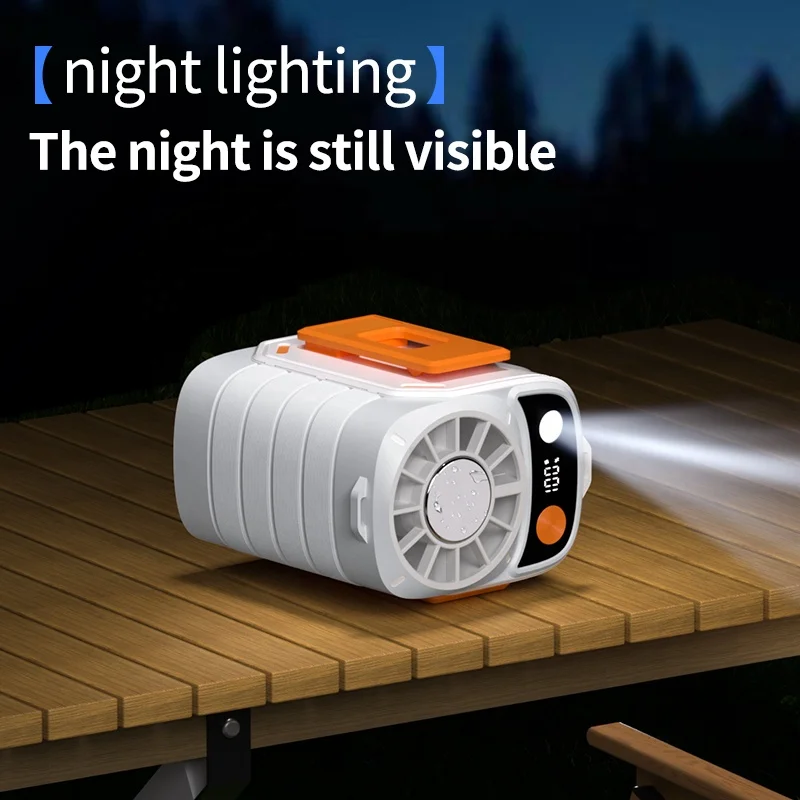 Фото Портативный поясной вентилятор с охлаждением, кнопочное управление, 6000 мАч, бесщеточный двигатель, высокая скорость обдува 13 м/с, для использования на улице №5