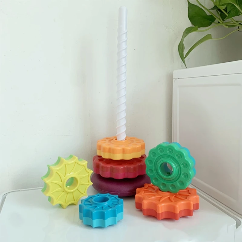 Интересная миниатюрная детская игрушка для укладки радужная башня Вращающаяся