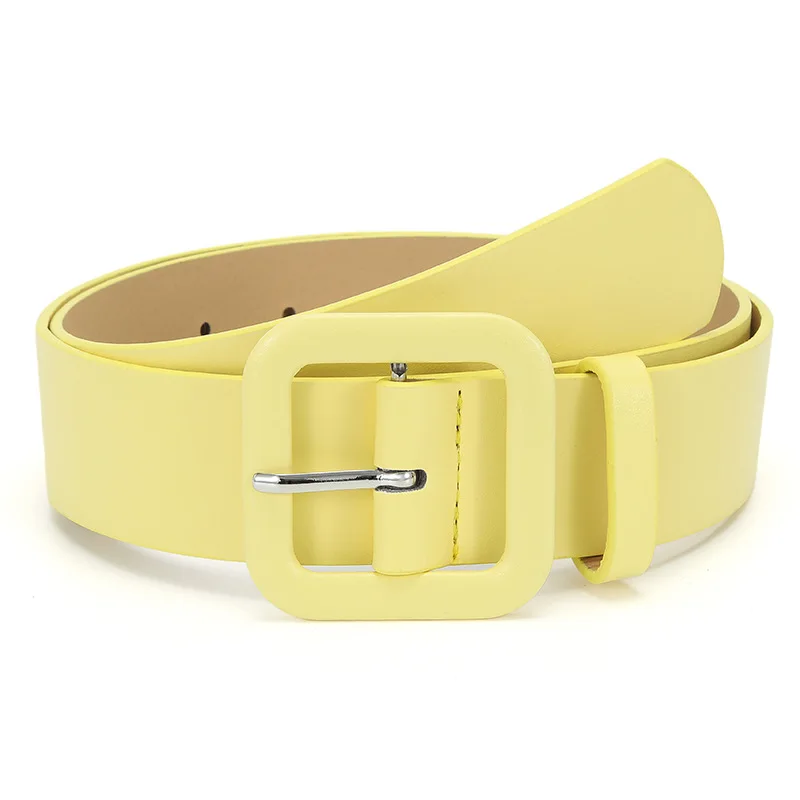 

Korean Style Square Buckle Candy Color Decorative Belt Women's Fashion Versatile Jeans Casual Pants Wide Belt