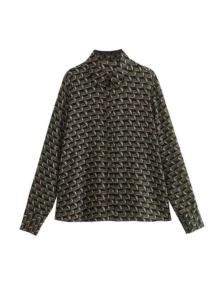 

Women Summer Loose Shirts Blouses Tops 2022 Fashion Print Geometric Chiffon Female Elegant Street Top Clothing