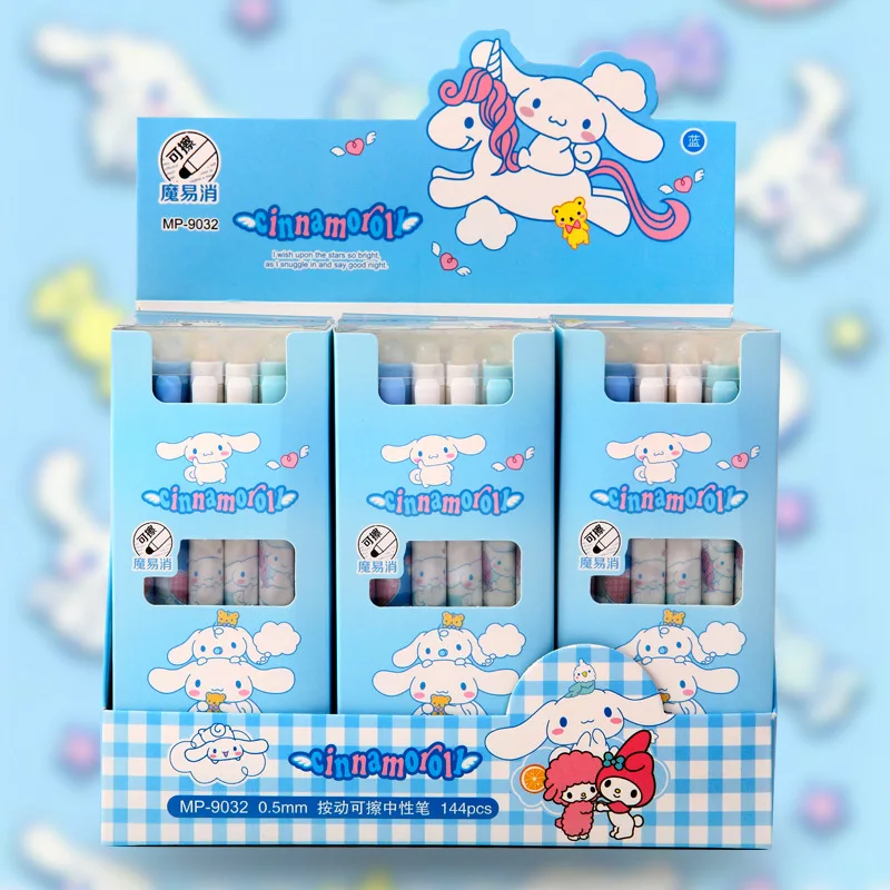 

12Pcs/box Sanrio Series Pen Kuromi Cinnamoroll Erasable Gel Pen Kawaii Stationeries 0.5Mm Press Pen Girl School Pen