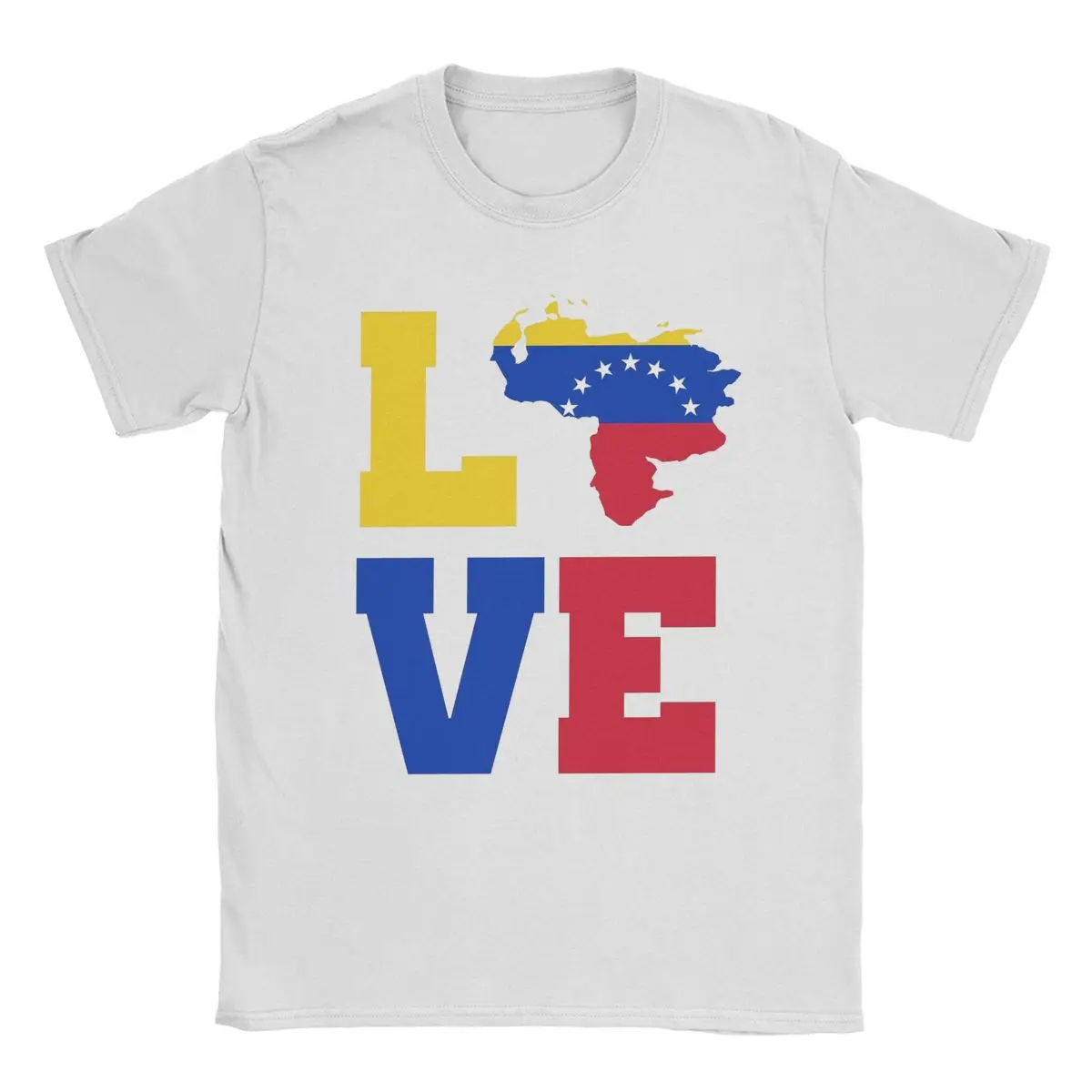 Футболка мужская с надписью Love хлопок круглый вырез флаг Венесуэлы модная