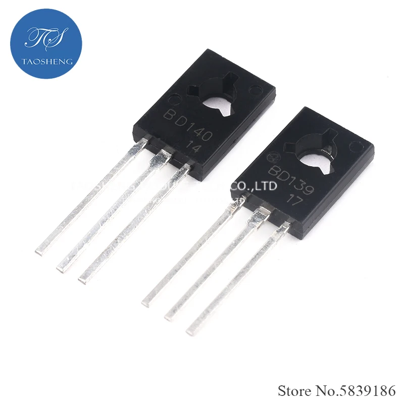 

10PCS Straight Plug Transistor BD139 NPN BD140 PNP 1.5A 80V TO-126 Power Transistor Pair Tube