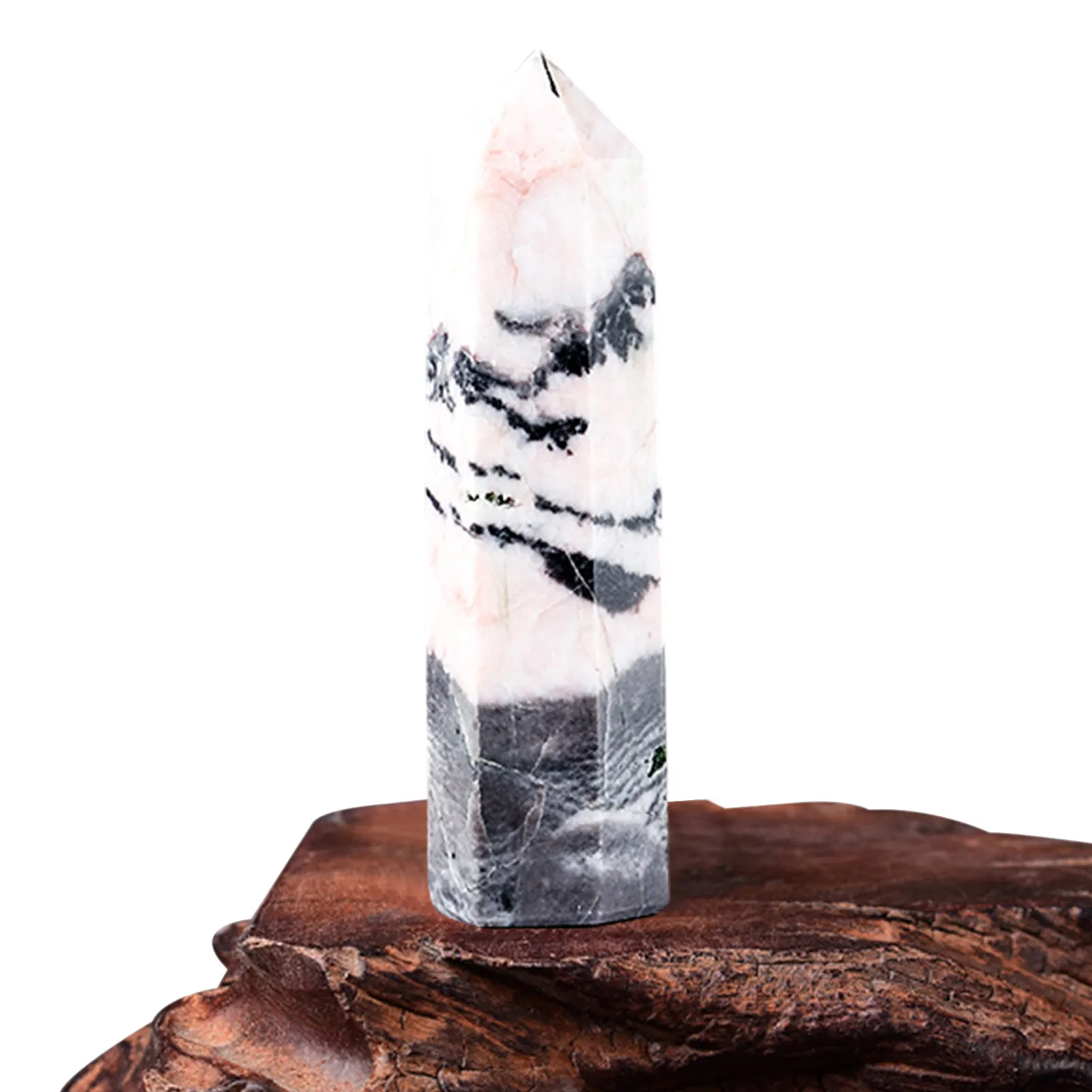 

Natural Gemstone Hexagonal Pointed Hexagonal Natural Gemstone Home Decor DIY Gift Healing Stone Crystal Pink Stone Ornament