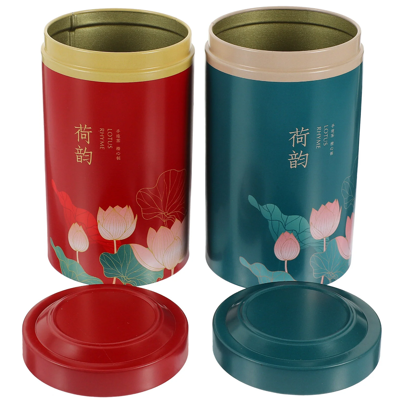 

2 Pcs Tea Airtight Can Tinplate Fashion Storage Box Plastic Food Containers Dry Goods Home Tea-leaf Jar Adorn Coffee Lids