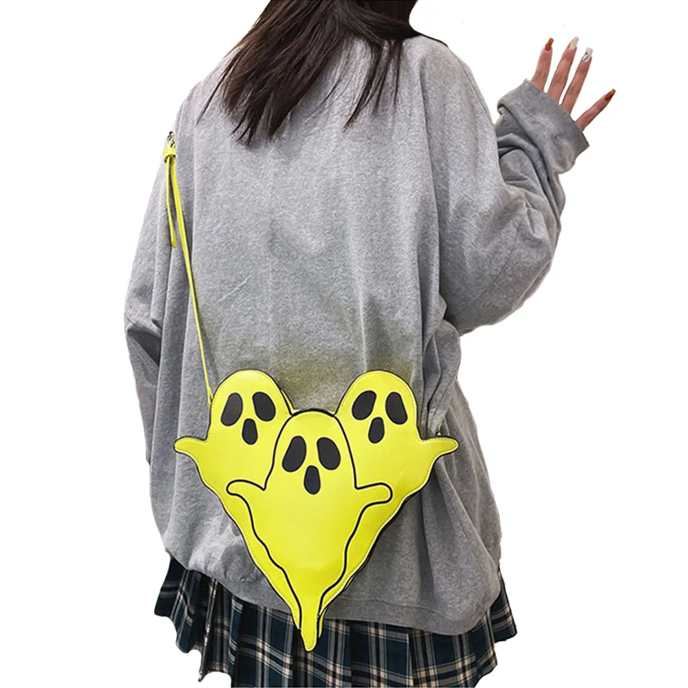 New Ladies Messenger Bags Spoof Fun Print Ghost PU Messenger Bag Funny Personality Soul Shoulder Bag Fashion Street Women Bag
