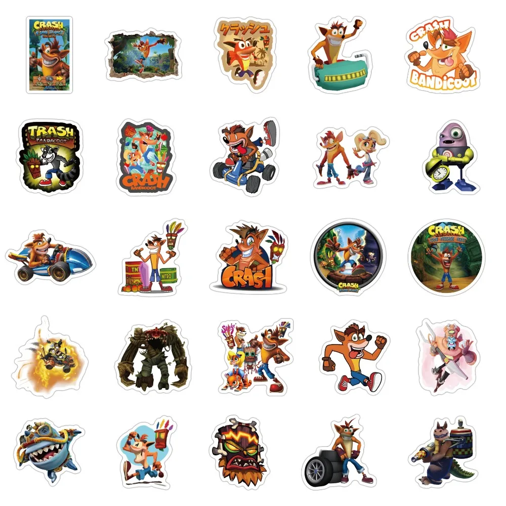 60 шт. мультяшных наклеек Crash Bandicoot для багажа, стаканов, канцелярских принадлежностей, мобильных телефонов, ноутбуков, холодильников, декоративные наклейки для самостоятельного оформления (art.: 3920daa134a73) - 3920daa134a73
