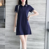 korean style fashion summer black ladies pullover short sleeve polo shirt elegant youth womens slim fit sexy short dress shirt
