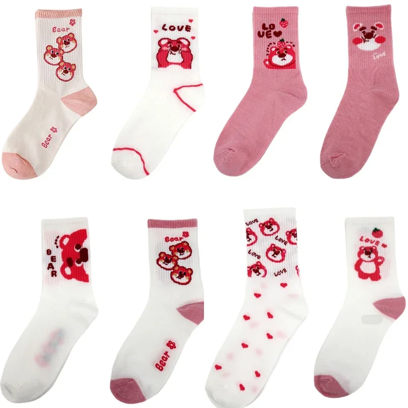 

Strawberry Bear Children socks women socks in autumn and winter spring cute cartoon bear ins tide stockings sports student socks