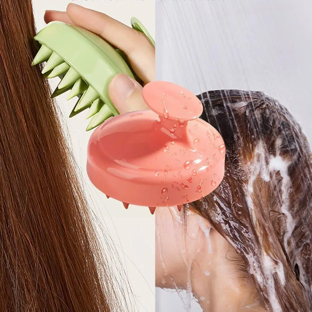 

Shampoo Massage Brush Cute Silicone Shampoo Brush Household With And Comb Wet Handle Shampoo Hot Dry New Cleaning Hair Mass Q2f0