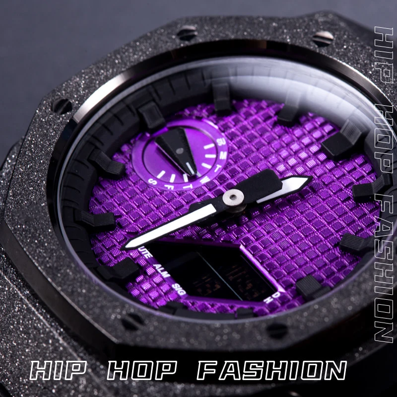 Фото Металлический циферблат для часов G-SHOCK Casioak GA-2100 2110, циферблат DIY, циферблат GA2100 с текстурой вафли, модифицированные детали №2
