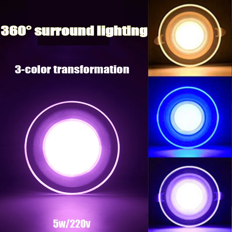 

20Pcs Three Colors Changeable Dimmable Led Downlights AC 85V-265V 5W Ceilling Lights Spotlight Indoor Ceilling Lamp Down Lamp