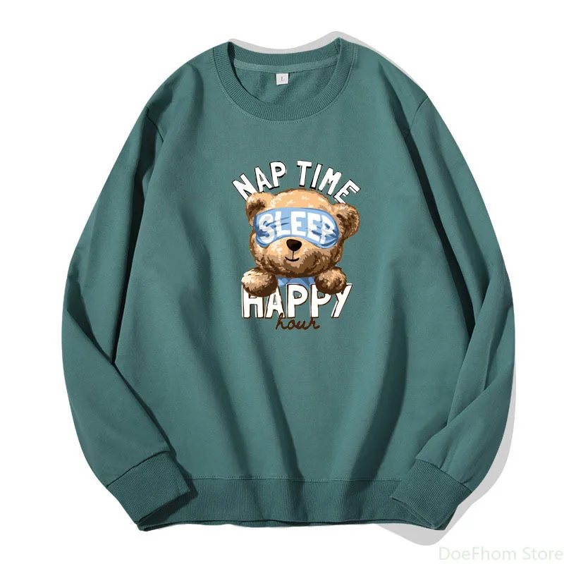 

Весенние новые женские толстовки, свитшот с рисунком медведя, весенний пуловер из чистого хлопка для девочек, топы с длинным рукавом, женска...