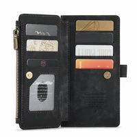 handmade leather wallet phone case for samsung a72a52 s21 s22 ultra has zipper buckle card holder high capacity multi function