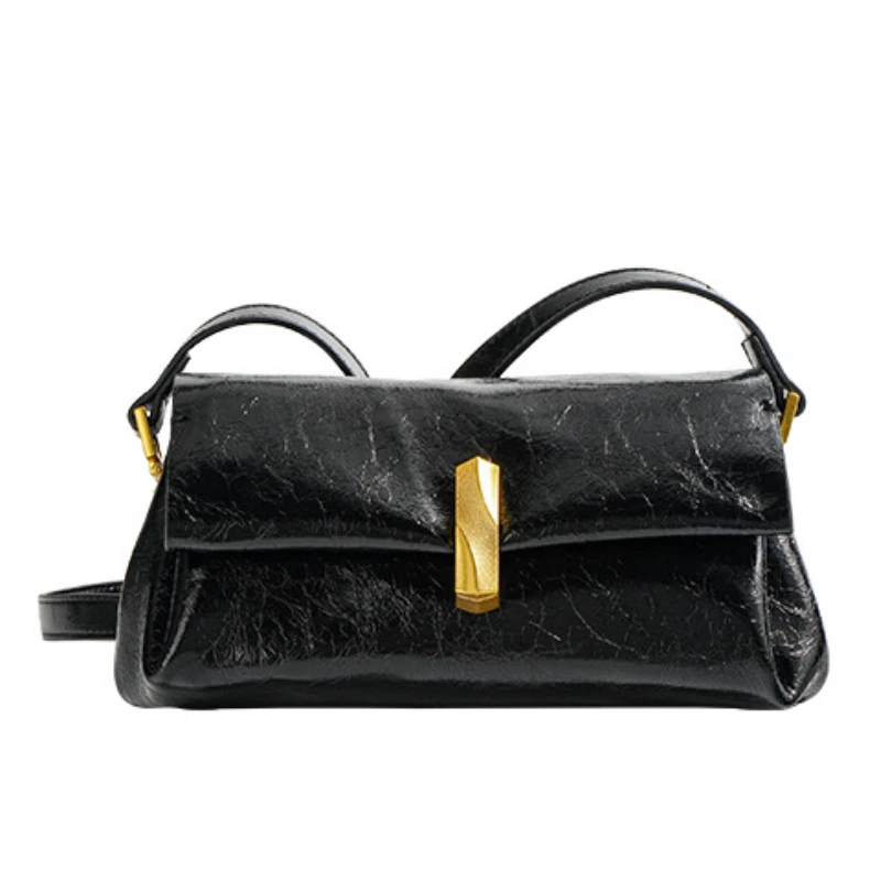 Oil Waxed Cowhide Flap Bags for Women Fashion Design Handbags Senior Sense Soft Leather Underarm Shoulder Crossbody Bag 2023 New