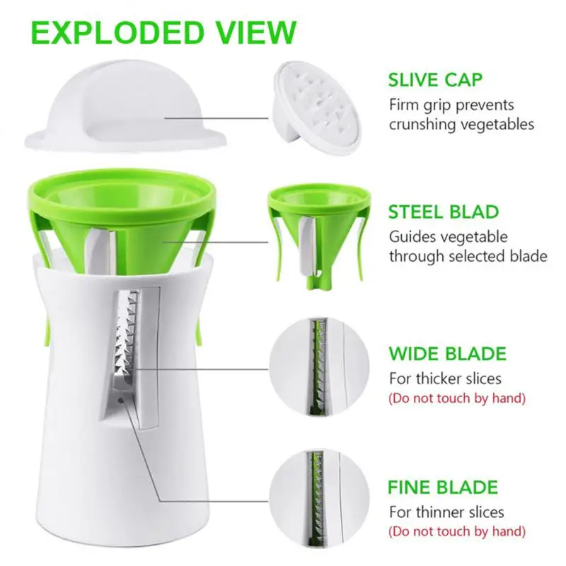 Portable Heavy Duty Spiralizer Vegetable Slicer Vegetable Fruit Spiral Slicer Cutter Salad Tool Zucchini Noodle Spaghetti Maker images - 6