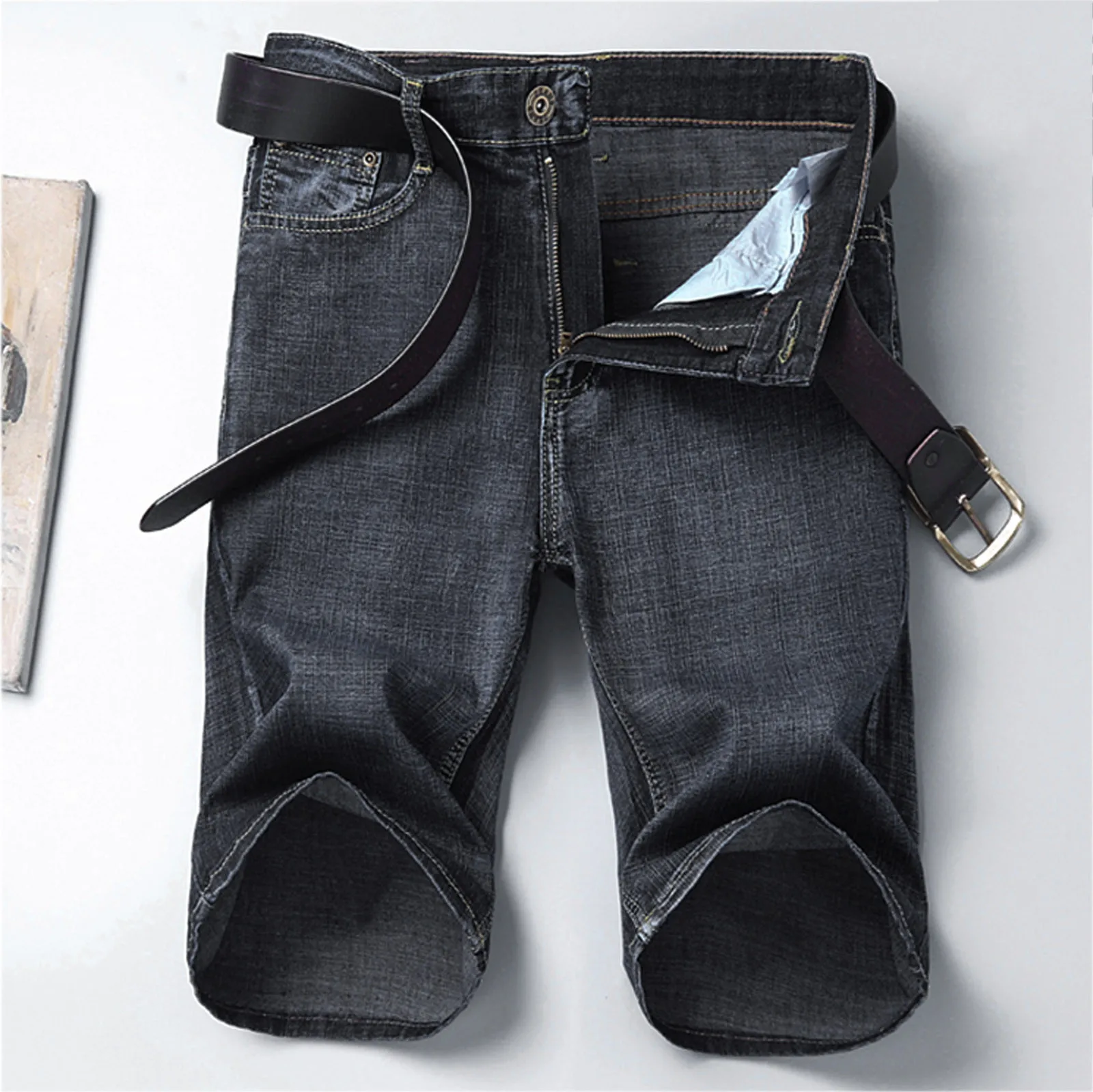 

Retro Jeans Straight Summer Solid Color Loose Elastic Pants Men's Men's pants