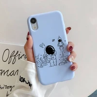 astronaut black phone case for iphone 11 12 13 mini pro xs max 8 7 6 6s plus x xr solid candy color case