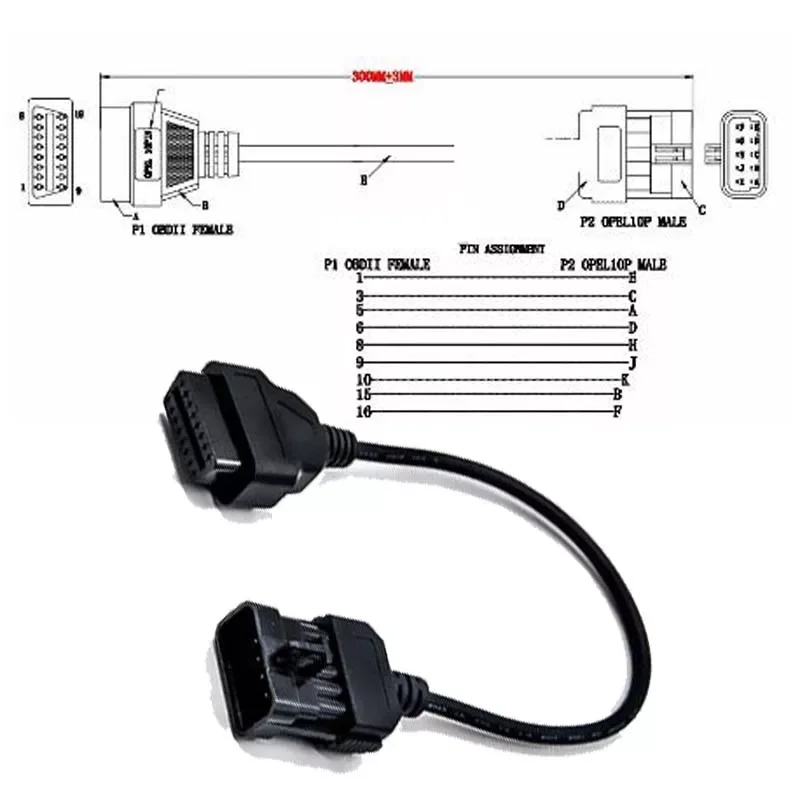 

Extension Cable For Opel 10Pin to OBD2 16Pin Female Diagnostic Connector Cable OBD OBD II for Opel 10 Pin