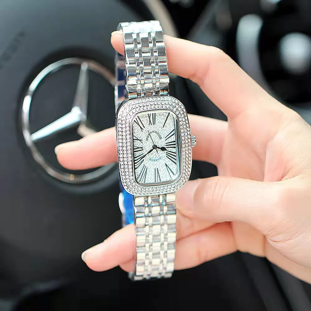 Часы женские кварцевые в римском стиле изящные модные с браслетом из нержавеющей