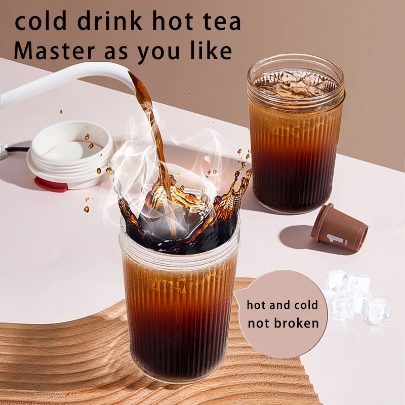 

Glass direct drink coffee cup portable water cup girls high-value accompanying cup office simple high-temperature-resistant cup