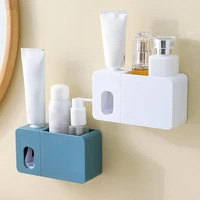 2 in 1 toothpaste dispenser with toothbrush holder wall mount multi use automatic tooth paste squeezer bath organizer accessorie