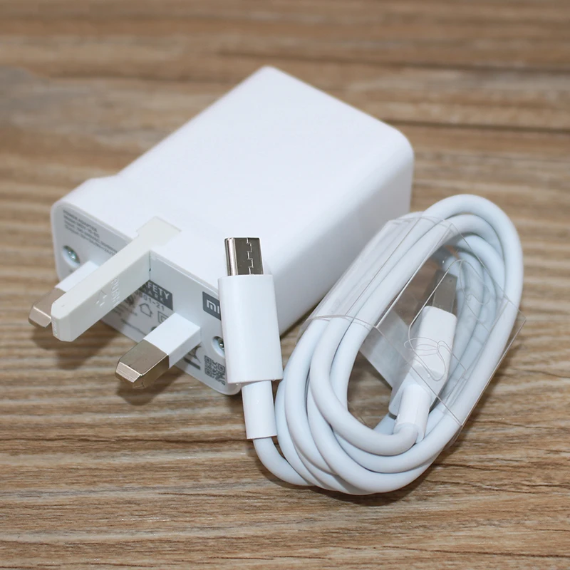 18W Fast Charger For Xiaomi UK Plug Power Wall USB Adaptive 100CM Type C Cable For Mi 10 10T Pro 9 8 SE Redmi K20 Note 9 10