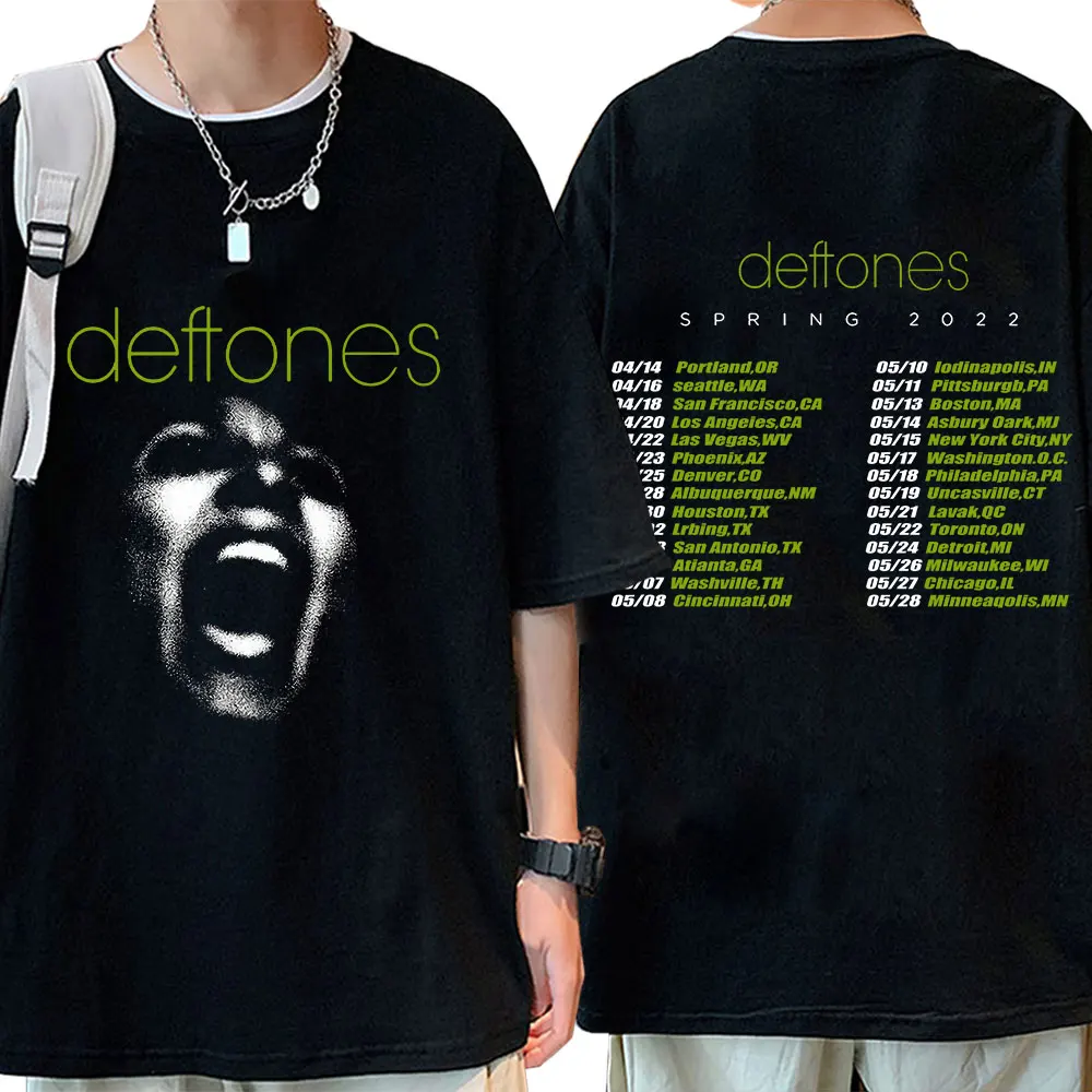 Punk Rock Band Deftones 2022 Tour T-shirt Men Vintage Short Sleeve Casual Pure Cotton T Shirt Hip Hop Gothic T-Shirts Streetwear