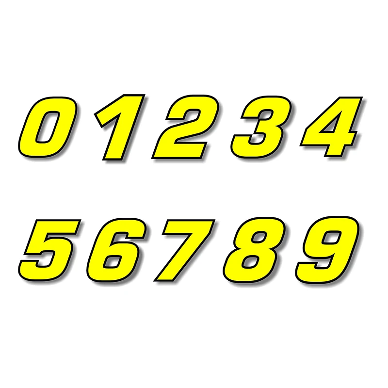 

Z313# Yellow Race Numbers with Black Border Vinyl Sticker Graphic Number Car Accessories Pegatinas Para Coche