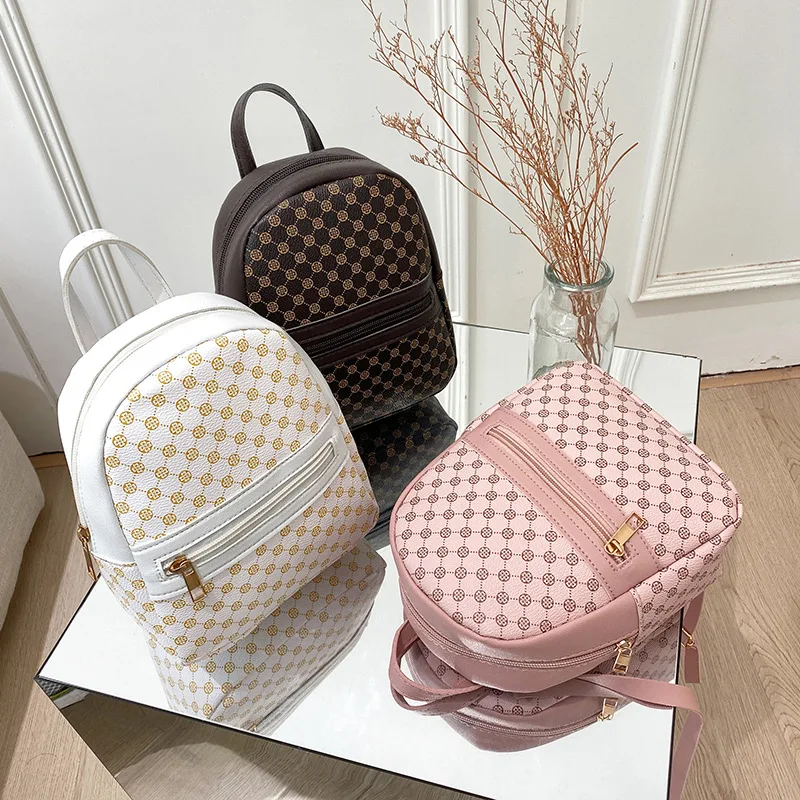 

PU woman's backpack simple casual MINI bag polka dot printing mobile phone bag coin purse zipper diagonal portable