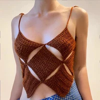 women t shirts off shoulder knitting crop top women sleeveless stretchy hollow strap tank tops t shirts ribbed tops for women