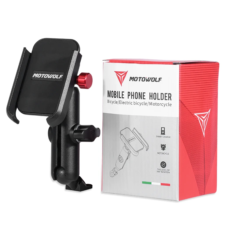 Vmonv Chargable Motorcycle Rearview Mirror Cell Phone Holder Stand for 4 to 6.5 Inch Phone Handlebar Bike Bicycle Mount Support