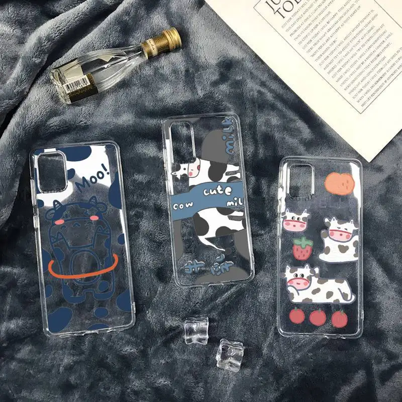 

Cute Cartoons Cows Phone Case Transparent soft For iphone 12 11 13 7 8 6 s plus x xs xr pro max mini