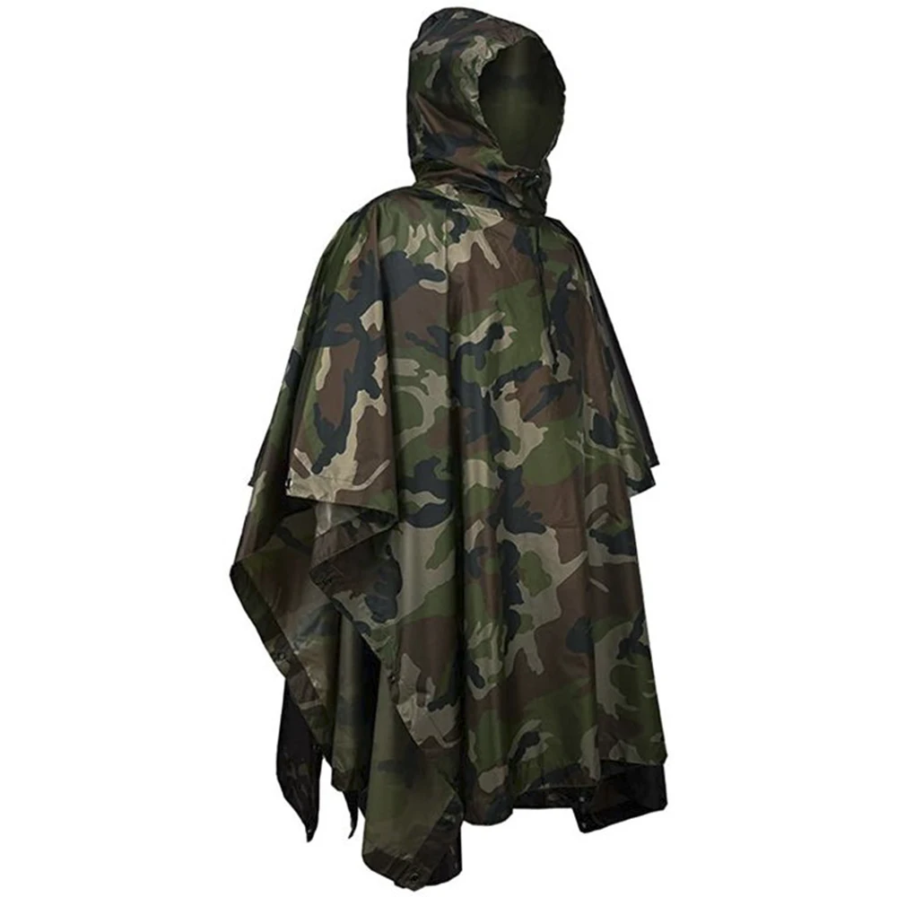 

Outdoor camouflage military waterproof hooded raincoat adult men and women motorcycle poncho