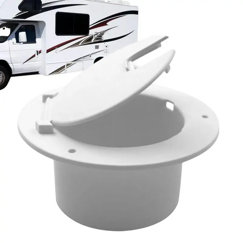 

RV Round Electric Cable Hatch Camper Electric Power Cord Cable Hatch Cover Round Deck Cover White For RV Replacement Parts And
