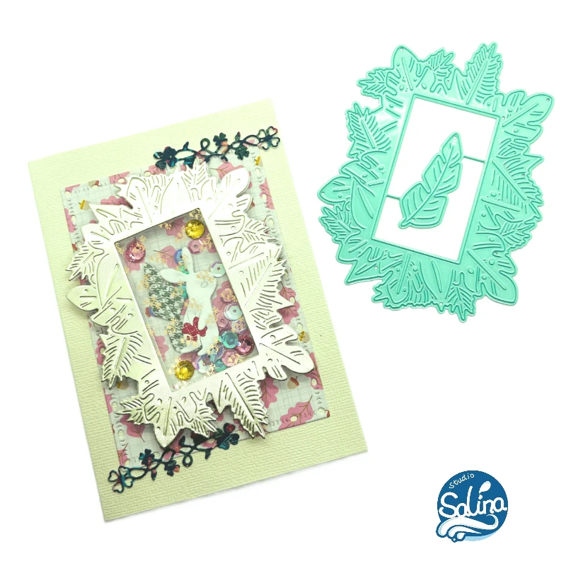 

Salina Studio Craft Texture Carbon Steel Dies Punching Stencil Jungle Frame for Journal Cardmaking Material kit New arrival 2022