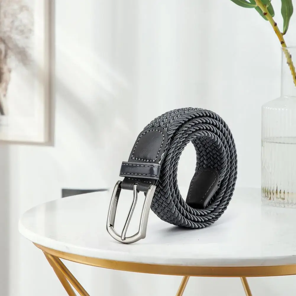 

Эластичный тканевый ремень, прочный мужской Эластичный ремень с широкой металлической пряжкой, однотонный, плотные швы, отличная прочность для брюк